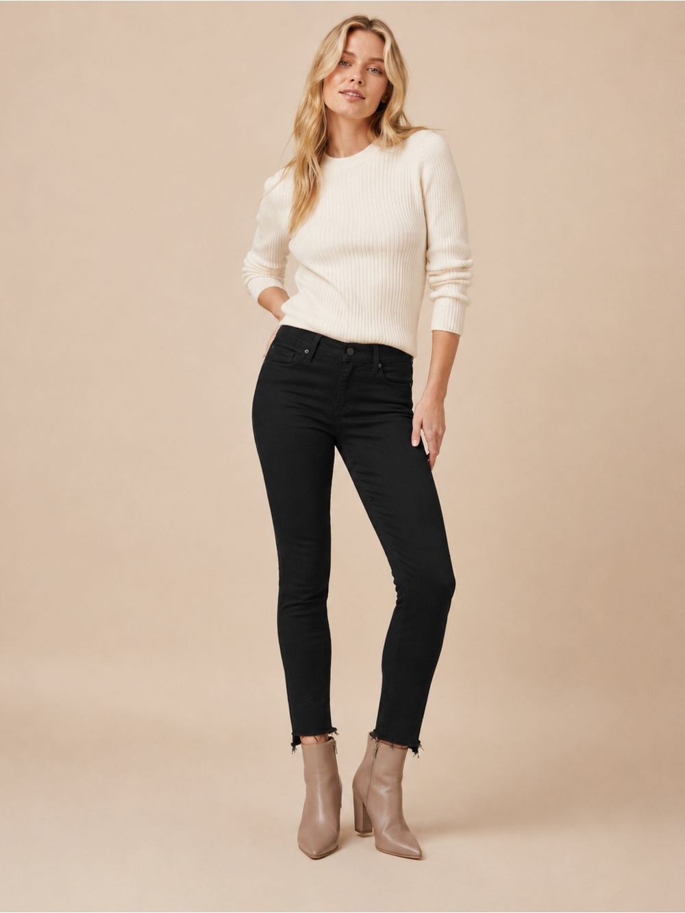 NWT FRAME Le Skinny de Jeanne Black Mid Rise Jeans Size 29